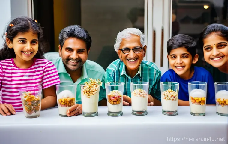 이란 전통 디저트 팔루데 - **Vibrant Indian Falooda: A Festival of Flavors**
    "A dynamic and colorful scene depicting a beau...