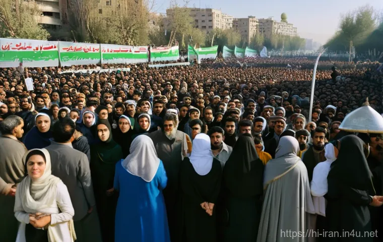 이란 현대사 주요 사건 - **Prompt:** A vibrant street scene in Tehran, Iran, set in the late 1960s. The image captures a bust...